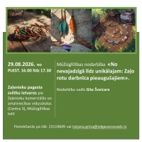 Mūžizglītības nodarbība "No nevajadzīgā līdz unikālajam: Zaļo rotu darbnīca pieaugu&scaron;ajiem"